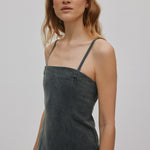RABENS SALONER Anizette Grey Denim Fitted Dress in Washed Grey