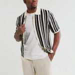 WAX LONDON Porto Short Sleeve Polo in Ecru/Black