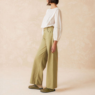 INDI & COLD Wide Leg Trousers in Military