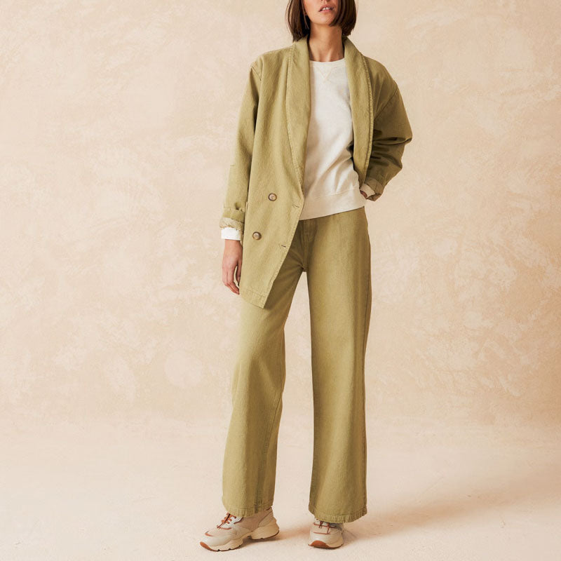 INDI & COLD Wide Leg Trousers in Military