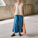 INDI & COLD Wide Leg Denim Pants in Texan