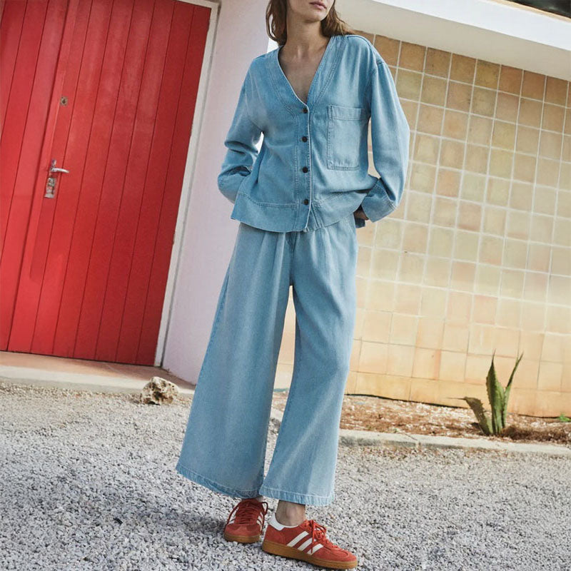 INDI & COLD Denim Effects Pants in Denim