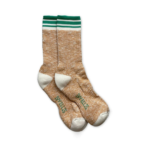 IVY ELLIS Mens Gairloch Cotton Socks in Brown Marl/Green