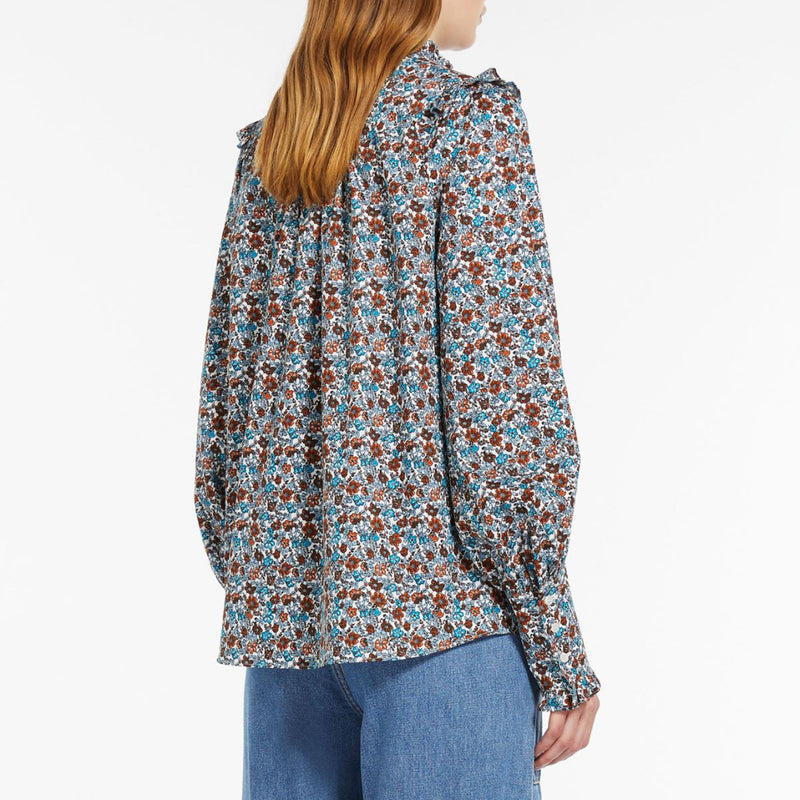 Molo Printed Twill Shirt in White Flower