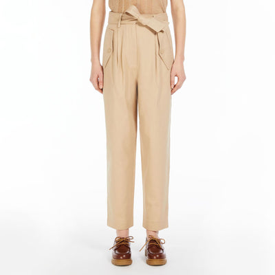 WEEKEND MAX MARA Occhio Cotton Trousers in Sand