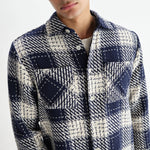 WAX LONDON Whiting Beatnik Overshirt in Navy Marine