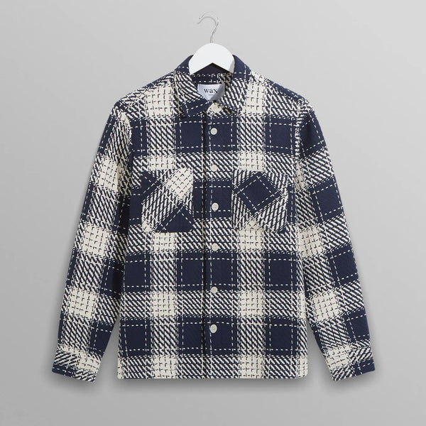 WAX LONDON Whiting Beatnik Overshirt in Navy Marine
