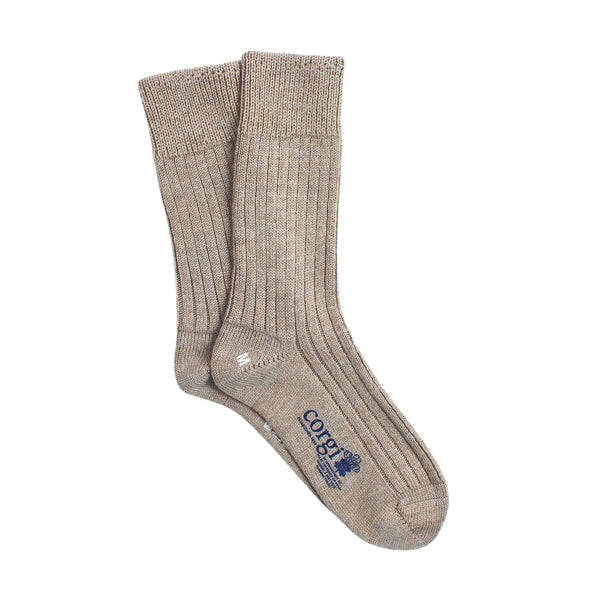 CORGI Womens Wool Rib Socks in Natural