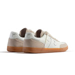 WUSHU Gong Nappa Leather Suede Sneakers with Gum Sole in White