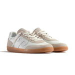 WUSHU Gong Nappa Leather Suede Sneakers with Gum Sole in White