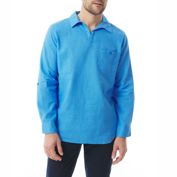 MOUSQUETON Yolan Long Sleeve Lightweight Shirt in Sky Blue