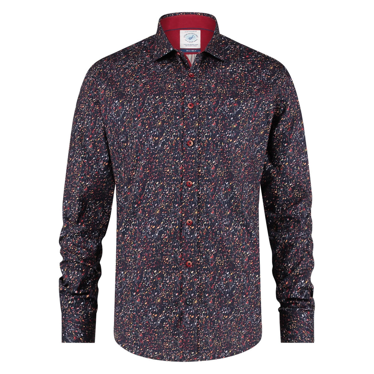 A FISH NAMED FRED Music Notes Shirt in Navy