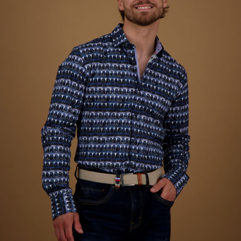 A FISH NAMED FRED Theatre View Shirt in Blue