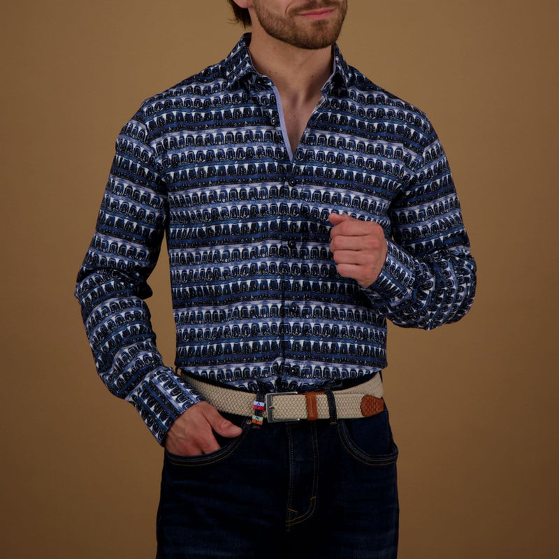 A FISH NAMED FRED Theatre View Shirt in Blue