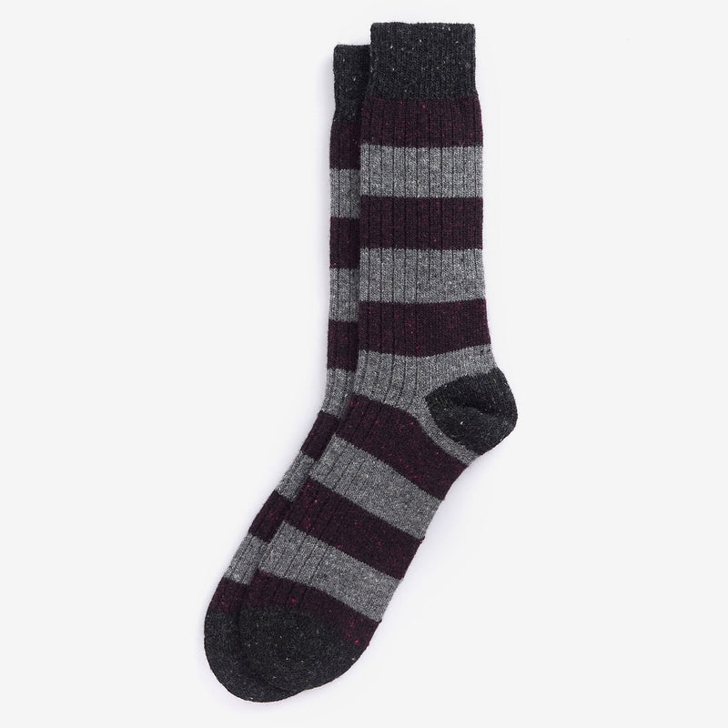 Houghton Stripe Socks in Fig/Asphalt