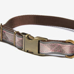 Reflective Tartan Dog Collar in Taupe/Pink Tartan