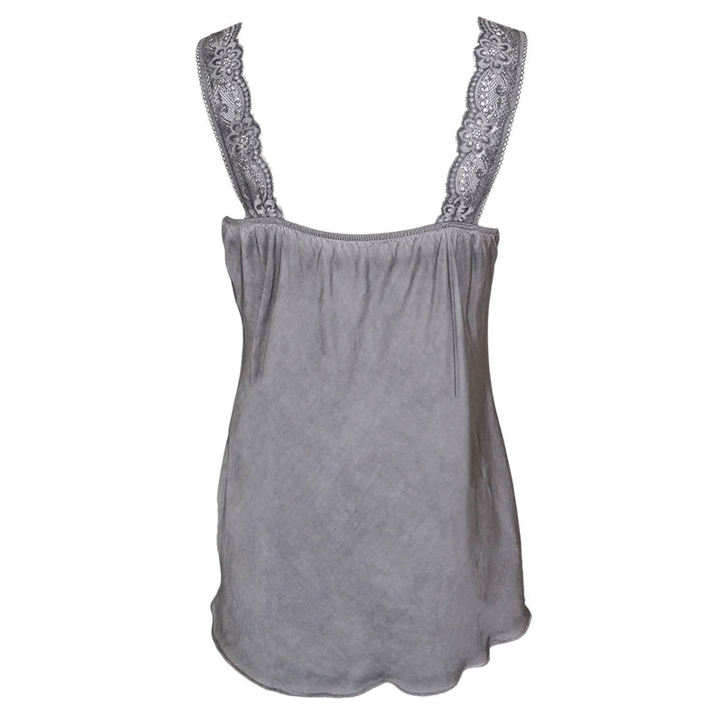 Bea Lace Vest Top in Grey