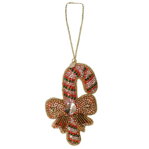 Candy Cane Christmas Ornament in Gold