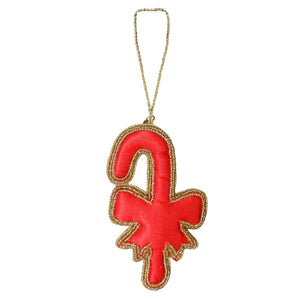 Candy Cane Christmas Ornament in Gold