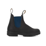 1917 Leather Boots with Blue Elastic in Voltan Black