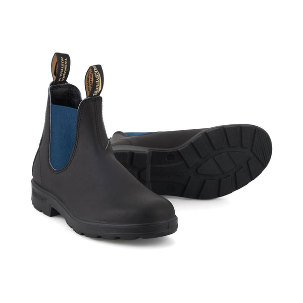 BLUNDSTONE 1917 Leather Boots with Blue Elastic in Voltan Black