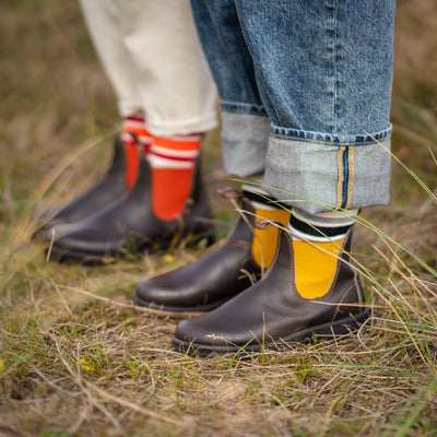 BLUNDSTONE 1919 Leather Boots in Brown/Mustard