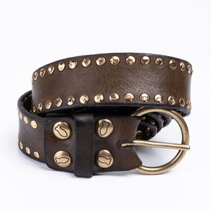 Leather Belt with Studs in Military