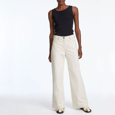 CEFINN Hayden Cotton Wide Leg Trousers in Ecru