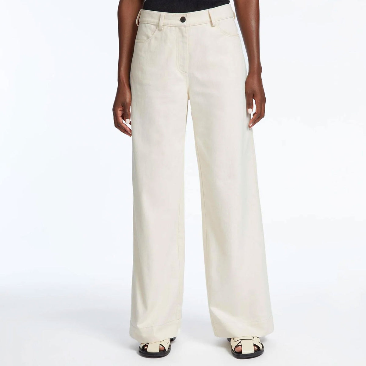 CEFINN Hayden Cotton Wide Leg Trousers in Ecru