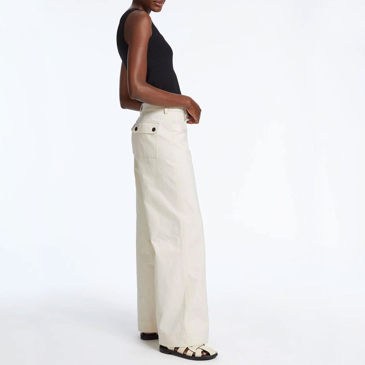 CEFINN Hayden Cotton Wide Leg Trousers in Ecru
