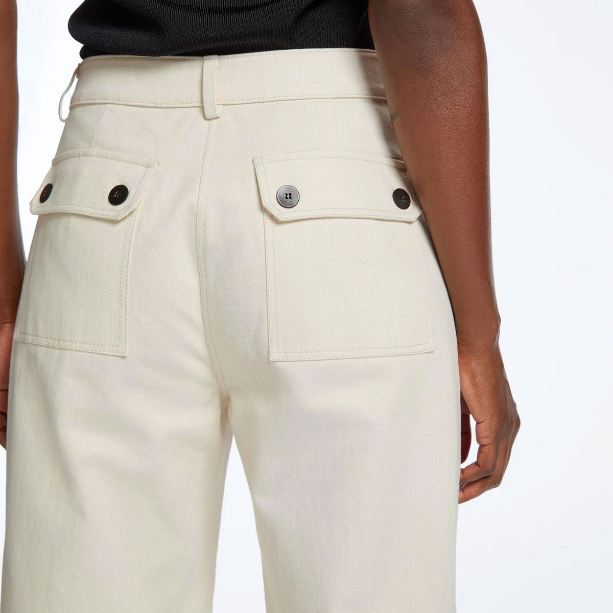 CEFINN Hayden Cotton Wide Leg Trousers in Ecru