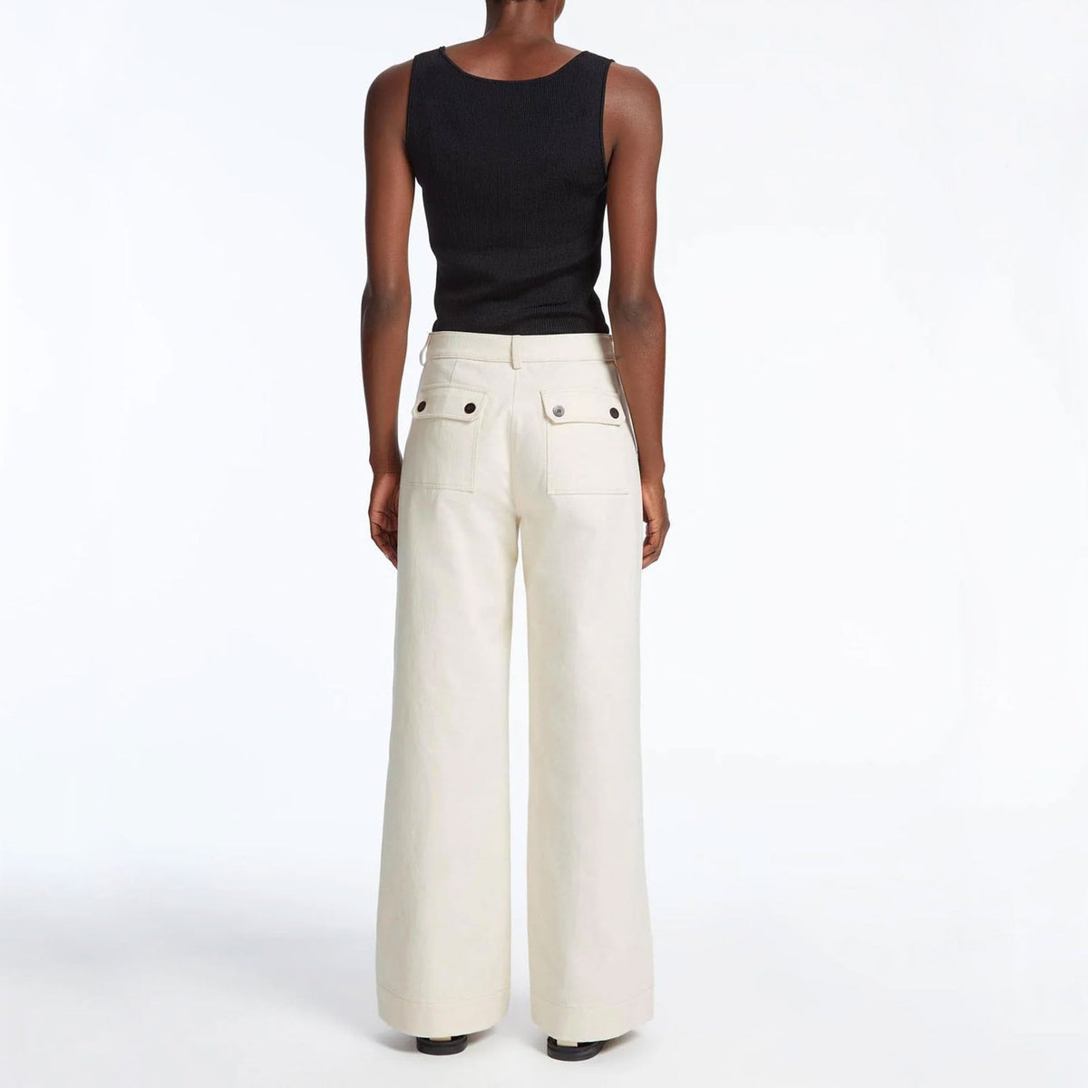 CEFINN Hayden Cotton Wide Leg Trousers in Ecru