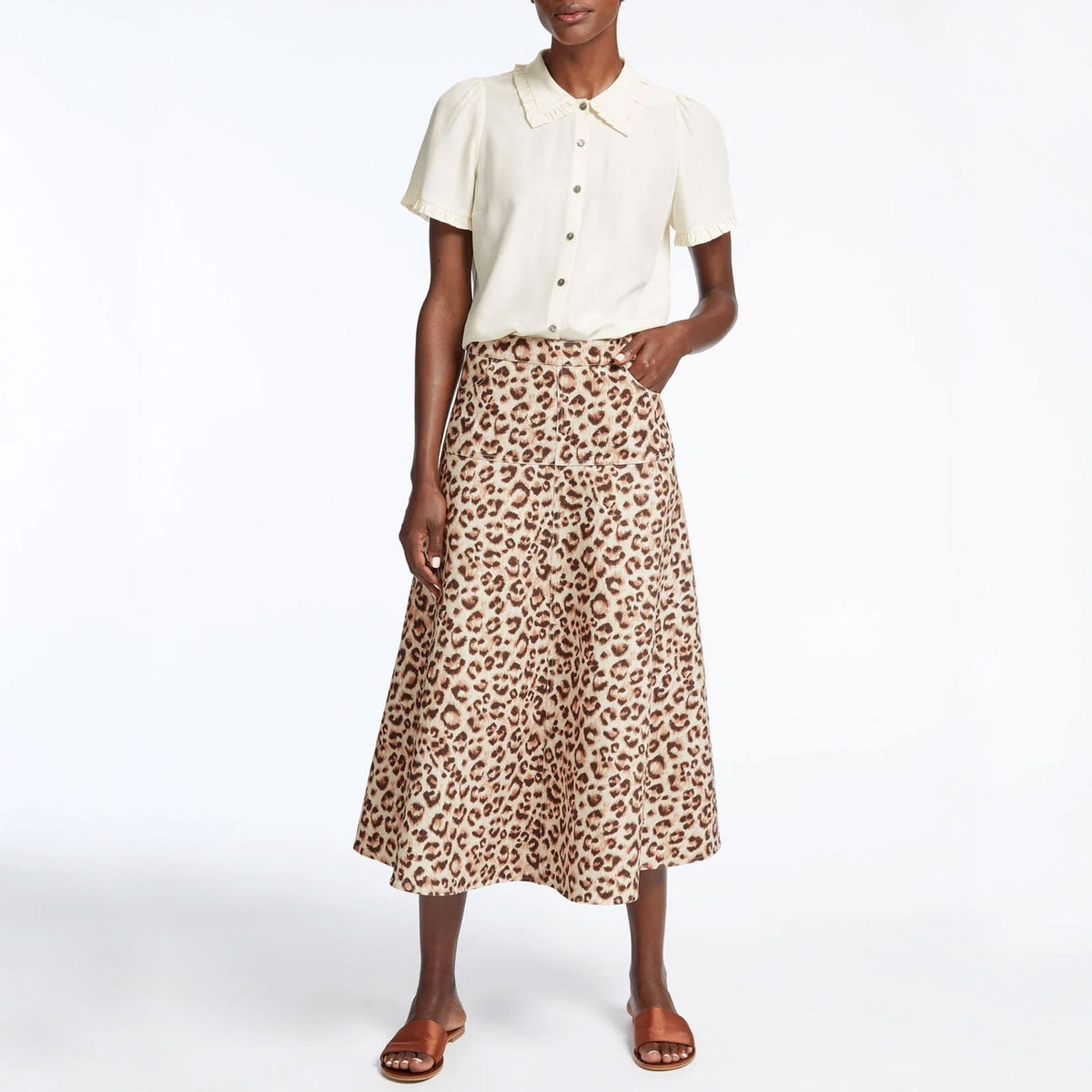CEFINN Sierra Cotton Skirt in Leopard Print
