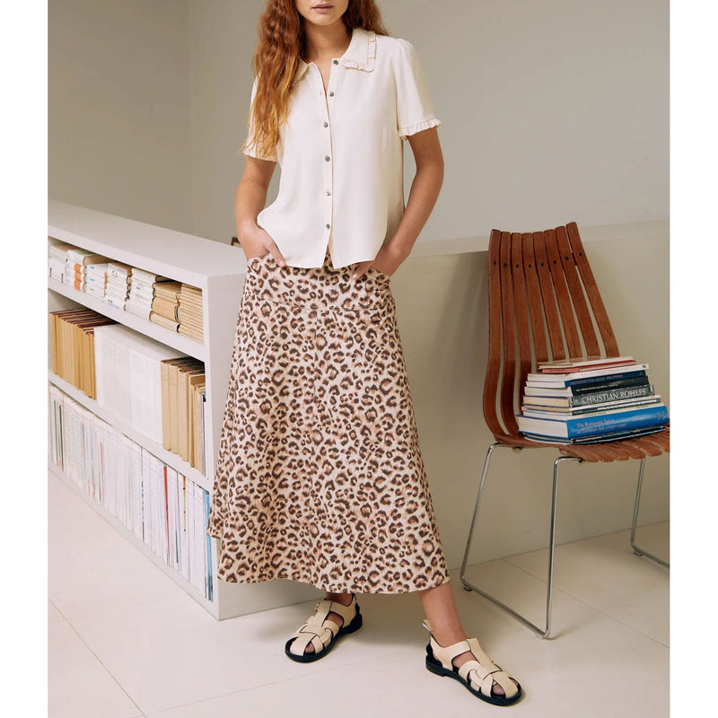 Sierra Cotton Skirt in Leopard Print