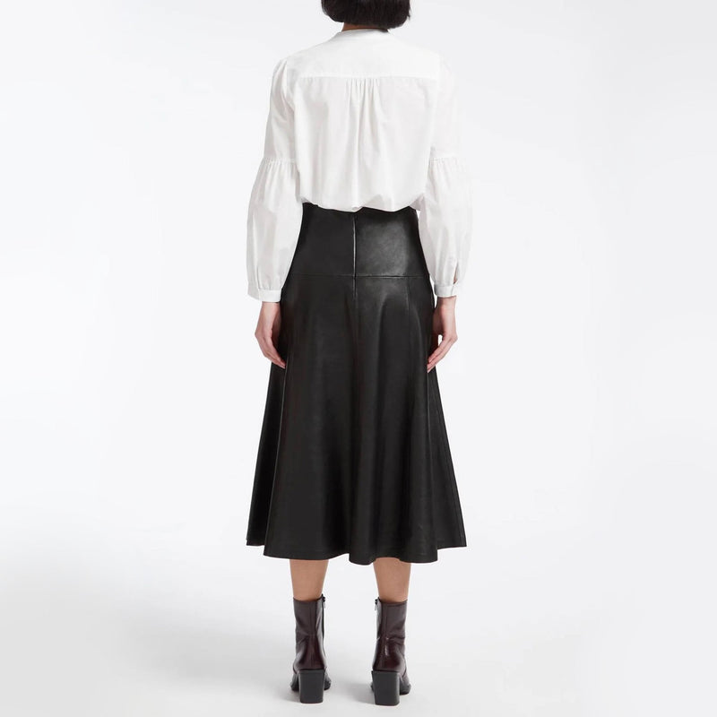 Sierra Leather Maxi Skirt in Black