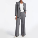 CEFINN Terence Wide Leg Wool Trousers in Mid Grey