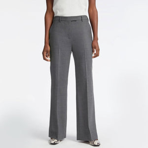 Terence Wide Leg Wool Trousers in Mid Grey