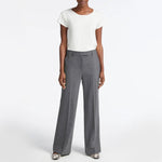 Terence Wide Leg Wool Trousers in Mid Grey