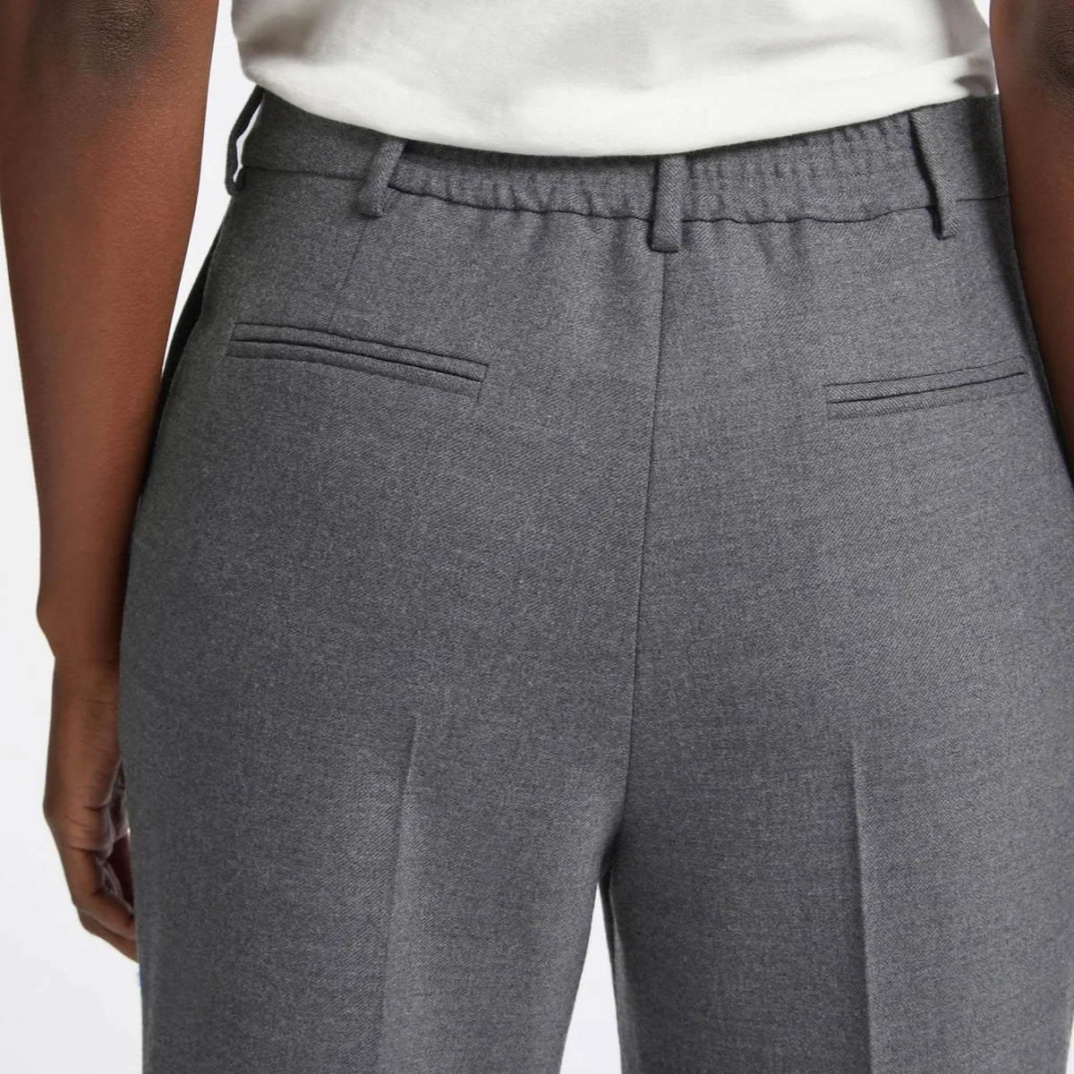 CEFINN Terence Wide Leg Wool Trousers in Mid Grey