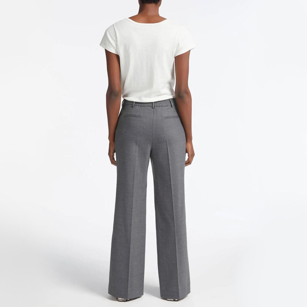 CEFINN Terence Wide Leg Wool Trousers in Mid Grey