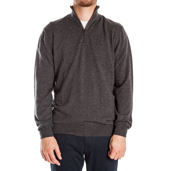 COLLEN & CLARE Miles Half Zip Merino Knit in Graphite Marl