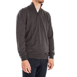 COLLEN & CLARE Miles Half Zip Merino Knit in Graphite Marl