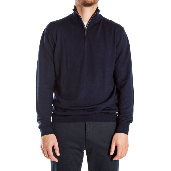 COLLEN & CLARE Miles Half Zip Wool Mix Knit in Navy Marl