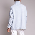 COLLEN & CLARE Zuri Cotton Roll Neck Knit in Pearl Blue Marl