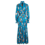 Celestina Silk Dress in Bindweed Pampa