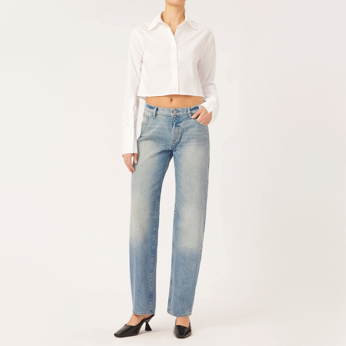 DL1961 Illia Barrel Leg Jeans in Aged Mid