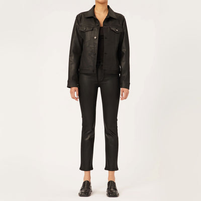 DL1961 Mara Coated Straight Leg Jeans in Black