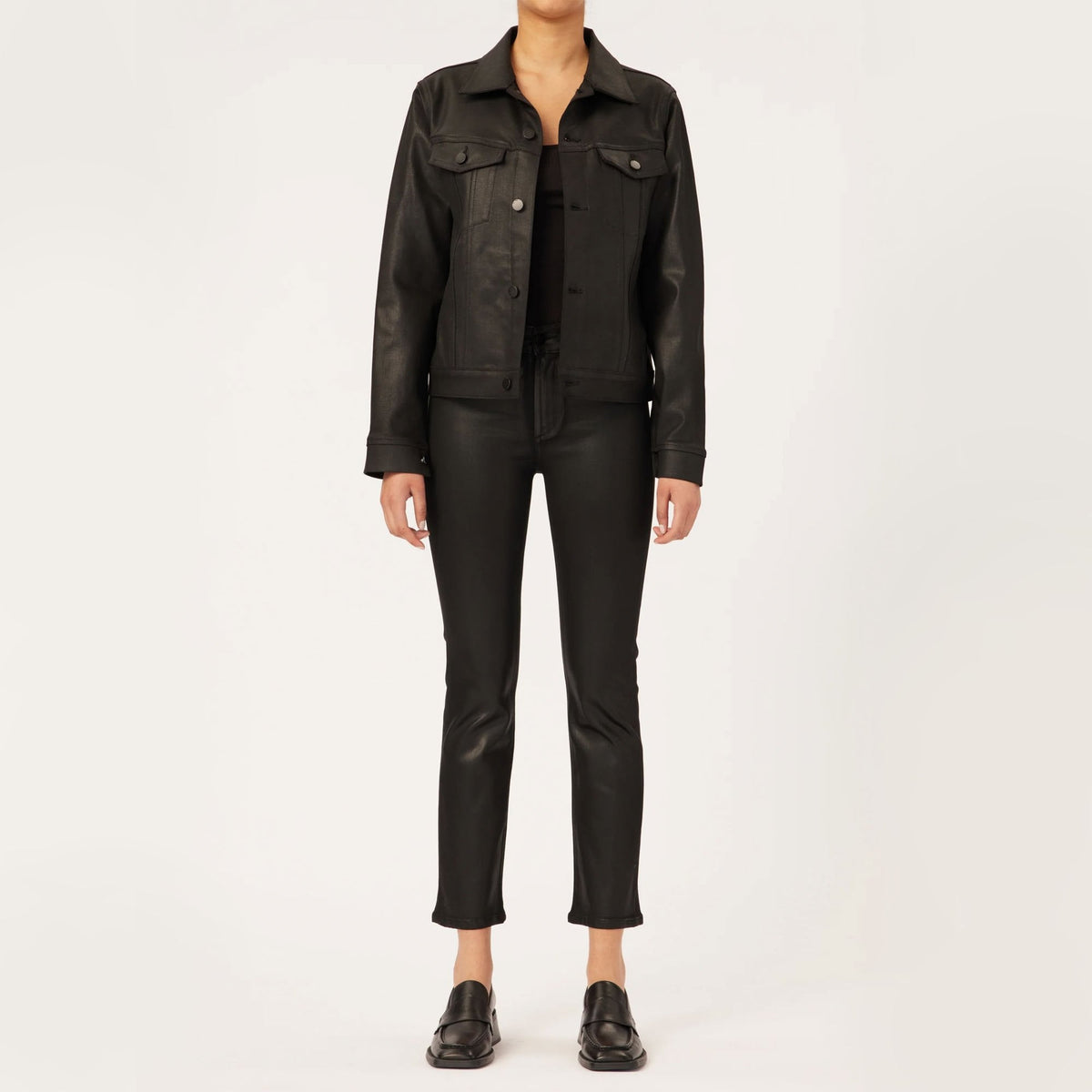 DL1961 Mara Coated Straight Leg Jeans in Black