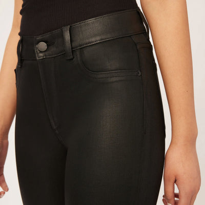 DL1961 Mara Coated Straight Leg Jeans in Black