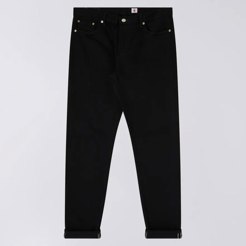 Kaihara Regular Tapered Jeans in Black Rinsed
